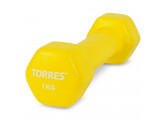 Гантель 1 кг Torres металл в виниловой оболочке, форма шестигранник PL522202 лимонный