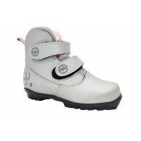 Ботинки лыжные NNN COMFORT Kids (системные!) (на липучке) серебро-розовый