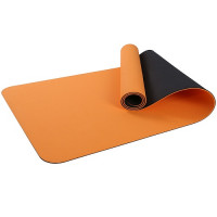 Коврик для фитнеса и йоги Larsen TPE двухцветный оранж/чёрный 183х61х0,6см