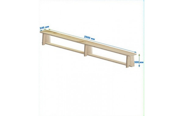 Скамейка гимнастическая 2500 мм ЭКОНОМ (щит дерево) ножки дерево Dinamika 600_380