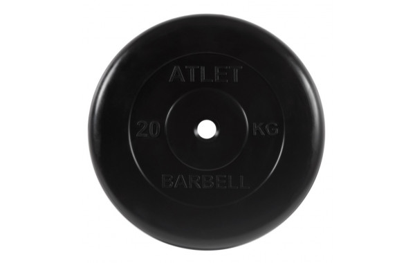 Диск обрезиненный d31мм MB Barbell Atlet 20кг черный MB-AtletB31-20 600_380