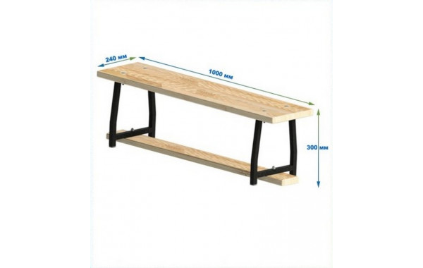 Скамейка гимнастическая 1000мм (щит.сосна) ножки метал Dinamika 600_380