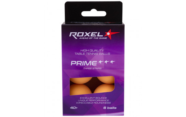 Мячи для настольного тенниса Roxel 3* Prime, 6 шт, оранжевый 600_380