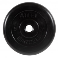 Диск обрезиненный d31мм MB Barbell Atlet 5кг черный MB-AtletB31-5