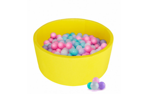 Детский сухой бассейн Kampfer Pretty Bubble (Желтый + 200 шаров розовый/мятный/жемчужный/сиреневый) 600_380