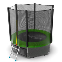 Батут с внешней сеткой и лестницей EVO Jump External 6ftt+ нижняя сеть, зеленый