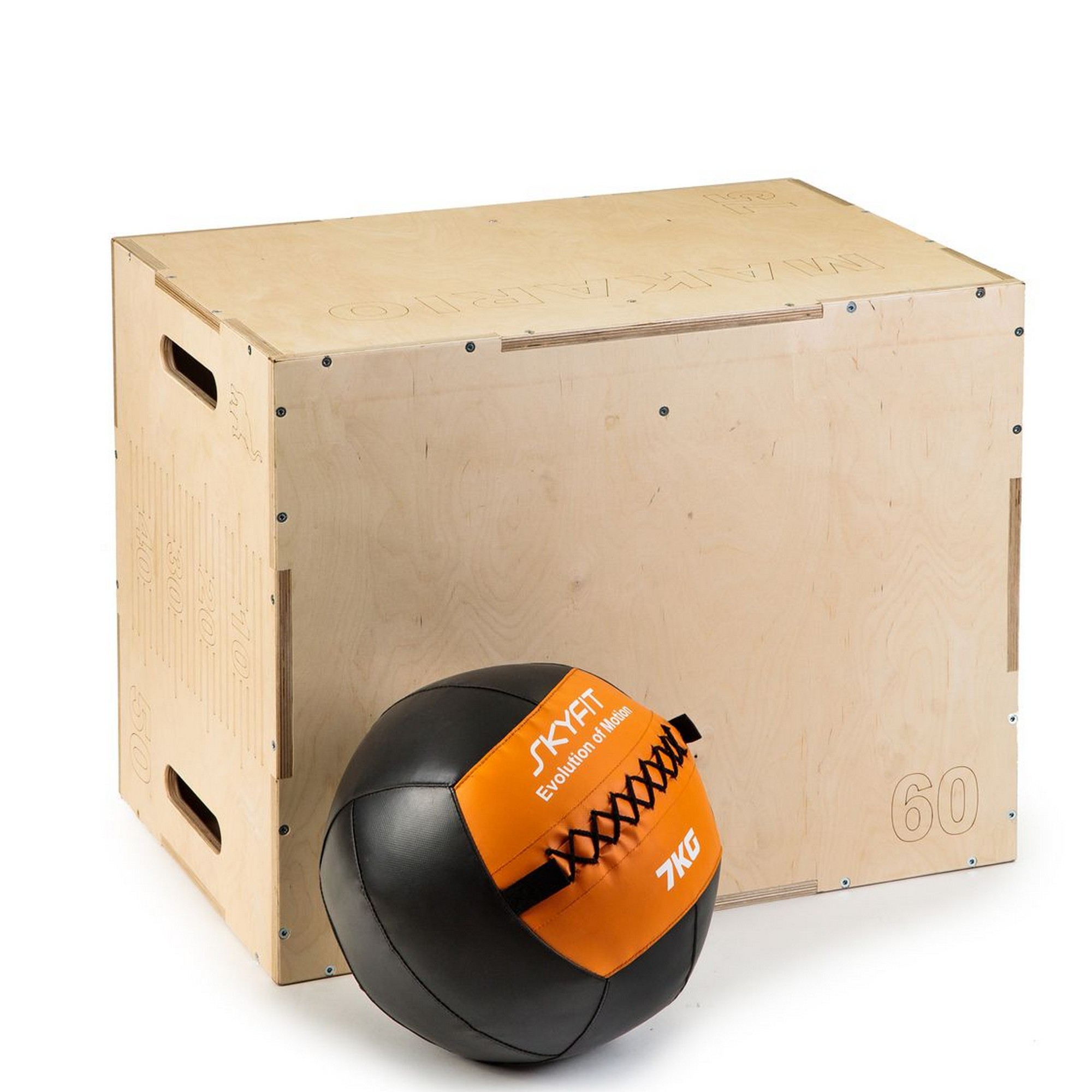 Плиобокс Makario (тумба для запрыгивания), с разметкой шкалы наклона (деревянная 50-60-75см) МА-Т1 2000_2000