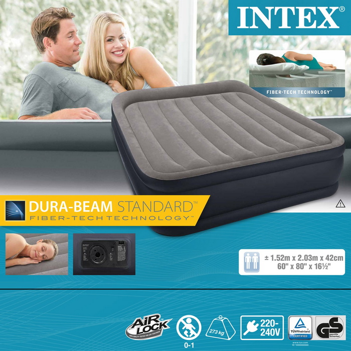 Надувная кровать Intex Deluxe Pillow Rest Raised Bed 152х203х42см, встроенный насос 64136 700_700