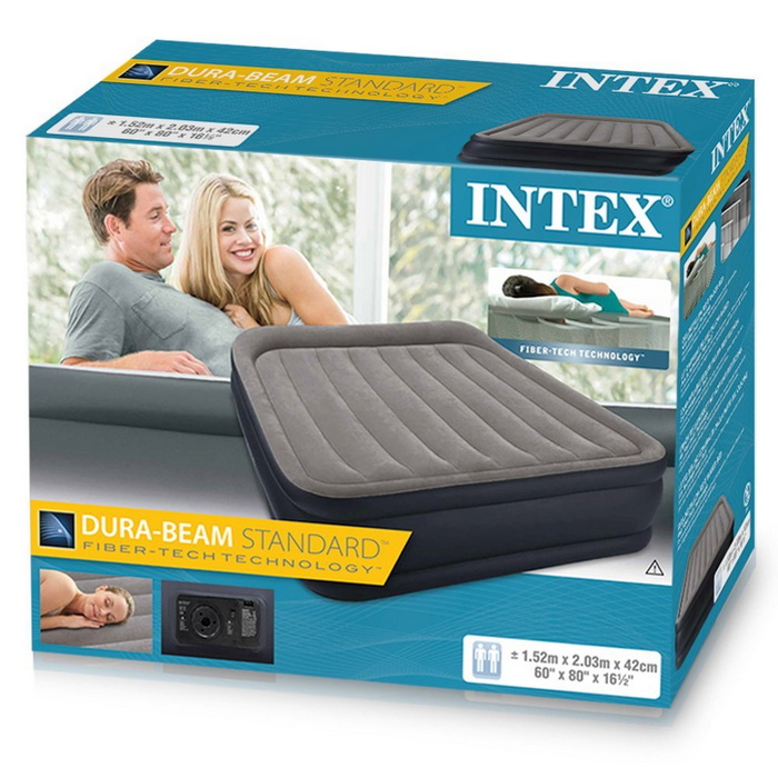 Надувная кровать Intex Deluxe Pillow Rest Raised Bed 152х203х42см, встроенный насос 64136 700_700