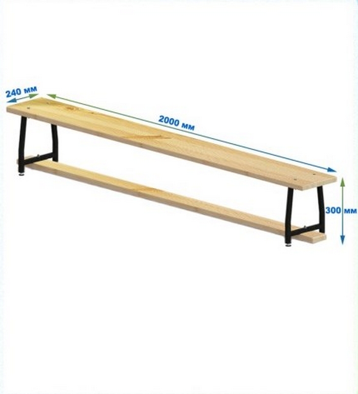Скамейка гимнастическая 2000мм (щит дерево) ножки с РО металлические Dinamika 727_800