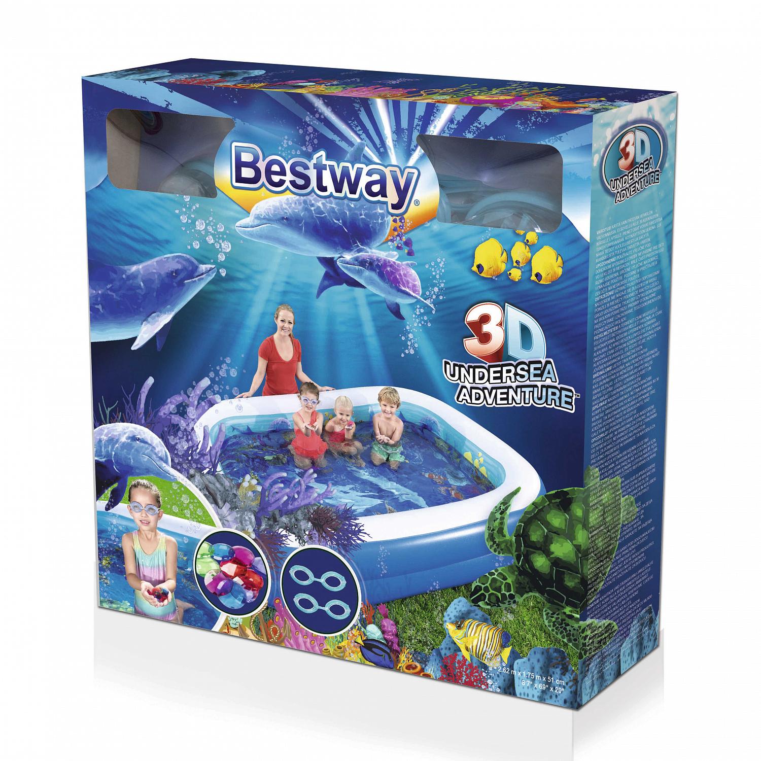 Детский надувной бассейн Bestway 262x175x51см Поиски сокровищ с 3D рисунком и 3D очками, 778л, от 3 лет 54177 1500_1500