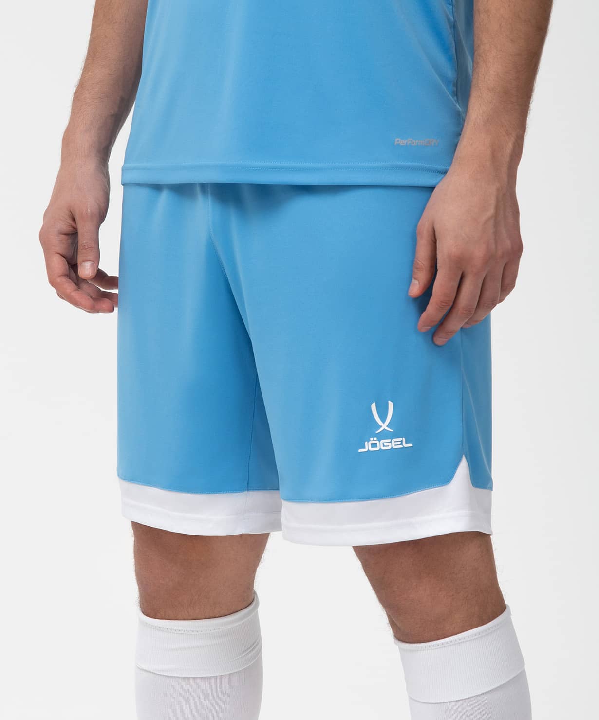 Шорты игровые Jogel DIVISION PerFormDRY Union Shorts, голубой-белый-белый 1230_1479