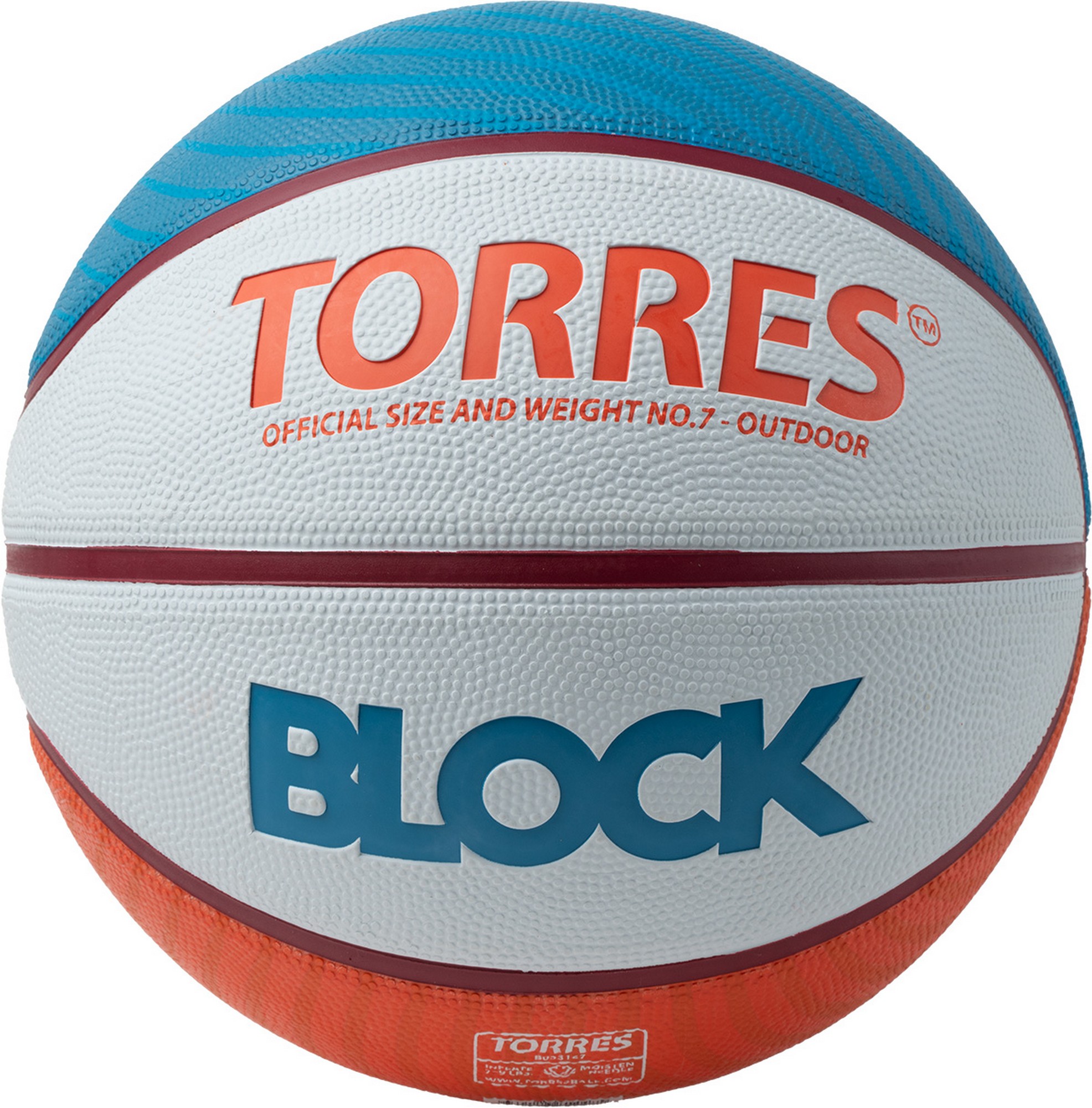 Мяч баскетбольный Torres Block B023167 р.7 1972_2000