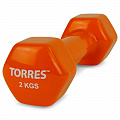 Гантель 2 кг Torres металл в виниловой оболочке, форма шестигранник PL522204 оранжевый 120_120